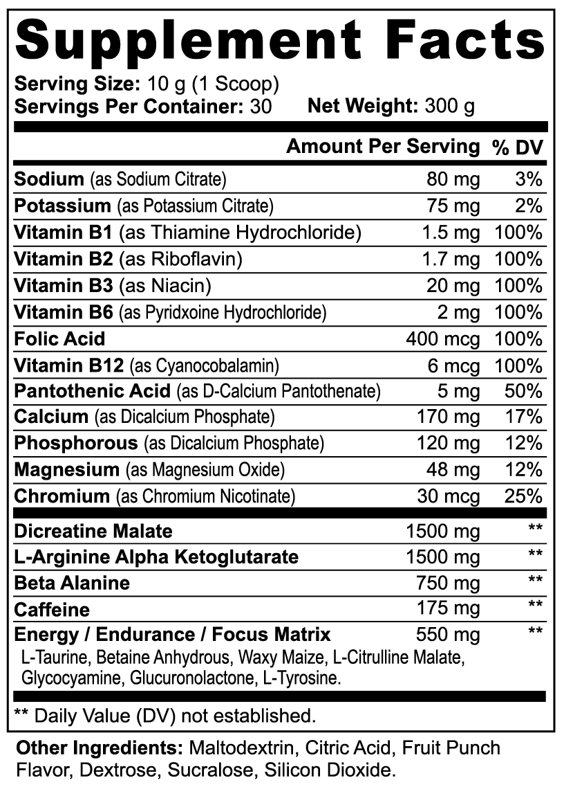 LUXE Fuel Pre Workout Elixir (Fruit Punch)